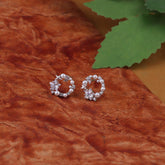 Star & Pearl 925 Sterling Silver Circle Zircon Contemporary Studs Earrings